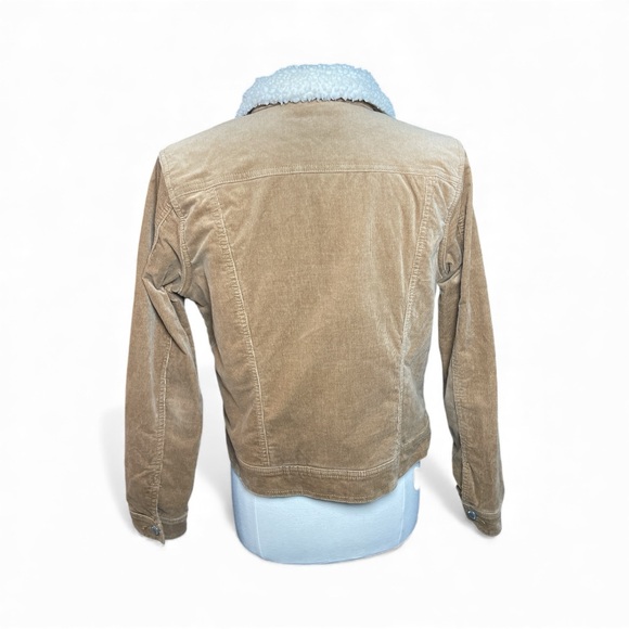 Corduroy Faux Sherpa Lined Trucker Jacket Tan Cozy Women’s Medium - Picture 4 of 9